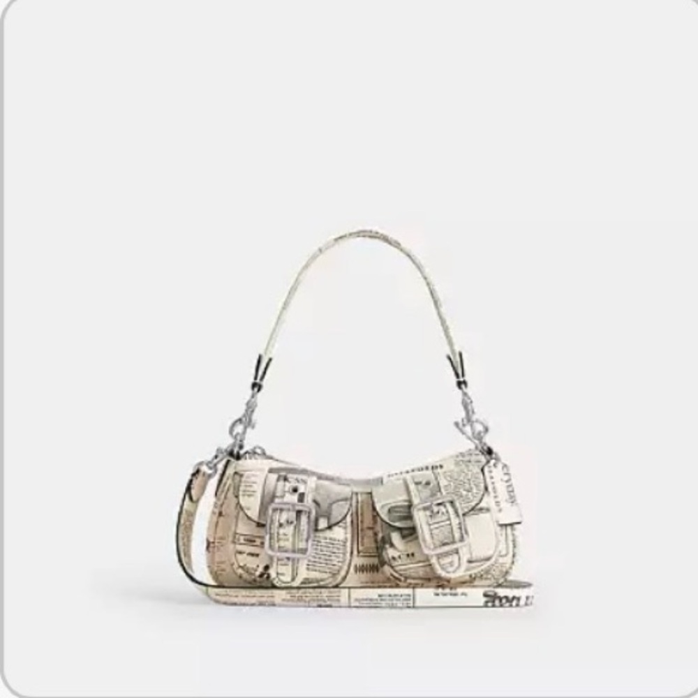 Brand New Coach Newspaper Print Shoulder Bag - Picture 8 of 16
